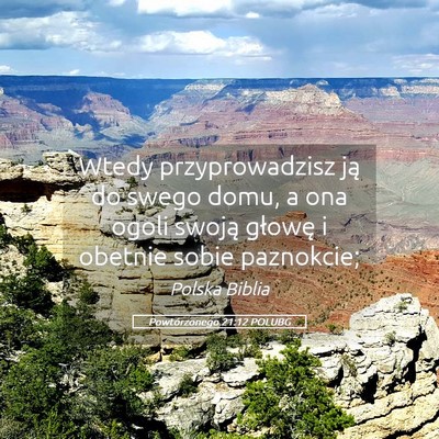 Picture 05 - Powtórzonego 21:12 POLUBG - Wtedy przyprowadzisz ją do swego domu, a ona - Bible Verse Picture