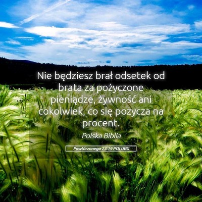 Picture 05 - Powtórzonego 23:19 POLUBG - Nie będziesz brał odsetek od brata za - Bible Verse Picture