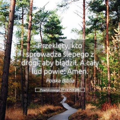 Picture 05 - Powtórzonego 27:18 POLUBG - Przeklęty, kto sprowadza ślepego z drogi, aby - Bible Verse Picture