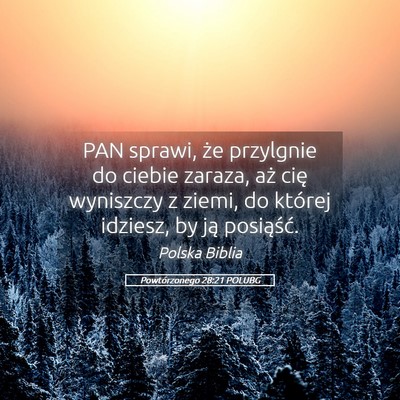 Picture 05 - Powtórzonego 28:21 POLUBG - PAN sprawi, że przylgnie do ciebie zaraza, aż - Bible Verse Picture