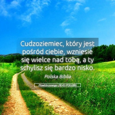 Picture 05 - Powtórzonego 28:43 POLUBG - Cudzoziemiec, który jest pośród ciebie, - Bible Verse Picture