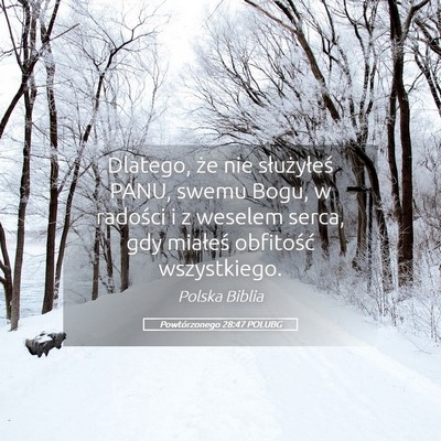 Picture 05 - Powtórzonego 28:47 POLUBG - Dlatego, że nie służyłeś PANU, swemu Bogu, w - Bible Verse Picture