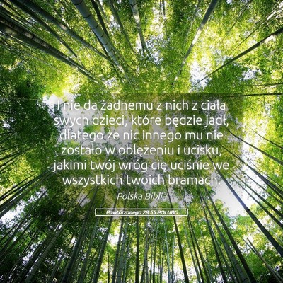 Picture 05 - Powtórzonego 28:55 POLUBG - I nie da żadnemu z nich z ciała swych dzieci, - Bible Verse Picture