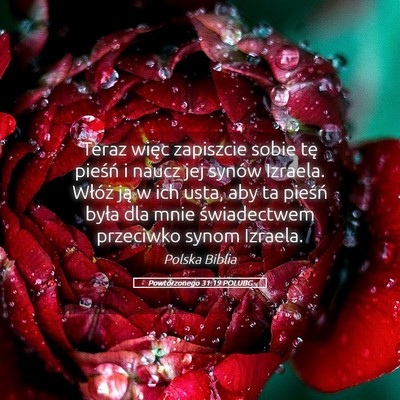 Picture 05 - Powtórzonego 31:19 POLUBG - Teraz więc zapiszcie sobie tę pieśń i naucz - Bible Verse Picture