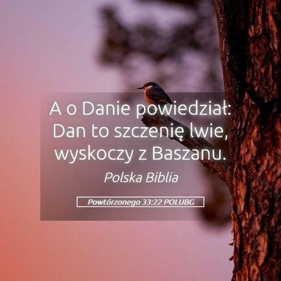 Picture 05 - Powtórzonego 33:22 POLUBG - A o Danie powiedział: Dan to szczenię lwie, - Bible Verse Picture