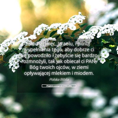 Picture 05 - Powtórzonego 6:3 POLUBG - Słuchaj więc, Izraelu, i pilnuj wypełniania - Bible Verse Picture