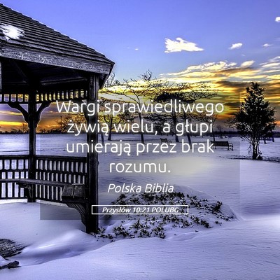 Picture 05 - Przysłów 10:21 POLUBG - Wargi sprawiedliwego żywią wielu, a głupi - Bible Verse Picture