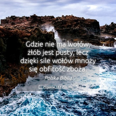 Picture 05 - Przysłów 14:4 POLUBG - Gdzie nie ma wołów, żłób jest pusty, lecz - Bible Verse Picture
