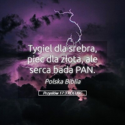Picture 05 - Przysłów 17:3 POLUBG - Tygiel dla srebra, piec dla złota, ale serca - Bible Verse Picture