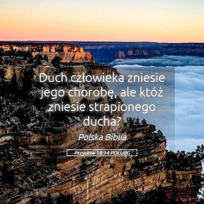 Picture 05 - Przysłów 18:14 POLUBG - Duch człowieka zniesie jego chorobę, ale któż - Bible Verse Picture