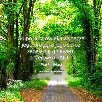 Picture 05 - Przysłów 19:3 POLUBG - Głupota człowieka wypacza jego drogę, a jego - Bible Verse Picture