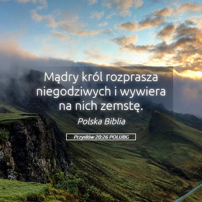Picture 05 - Przysłów 20:26 POLUBG - Mądry król rozprasza niegodziwych i wywiera na - Bible Verse Picture