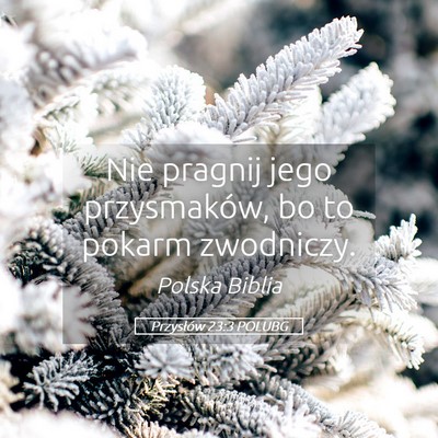 Picture 05 - Przysłów 23:3 POLUBG - Nie pragnij jego przysmaków, bo to pokarm - Bible Verse Picture