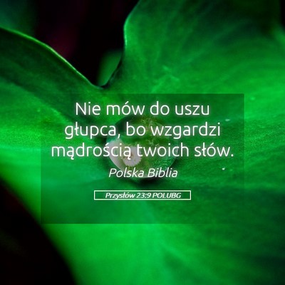 Picture 05 - Przysłów 23:9 POLUBG - Nie mów do uszu głupca, bo wzgardzi - Bible Verse Picture