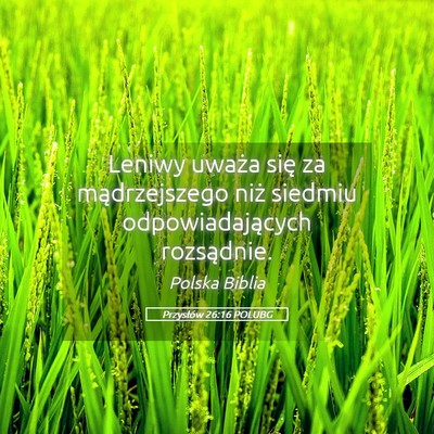 Picture 05 - Przysłów 26:16 POLUBG - Leniwy uważa się za mądrzejszego niż siedmiu - Bible Verse Picture