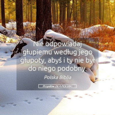 Picture 05 - Przysłów 26:4 POLUBG - Nie odpowiadaj głupiemu według jego głupoty, - Bible Verse Picture