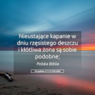 Picture 05 - Przysłów 27:15 POLUBG - Nieustające kapanie w dniu rzęsistego deszczu i - Bible Verse Picture