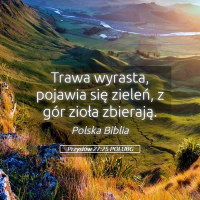 Picture 05 - Przysłów 27:25 POLUBG - Trawa wyrasta, pojawia się zieleń, z gór - Bible Verse Picture