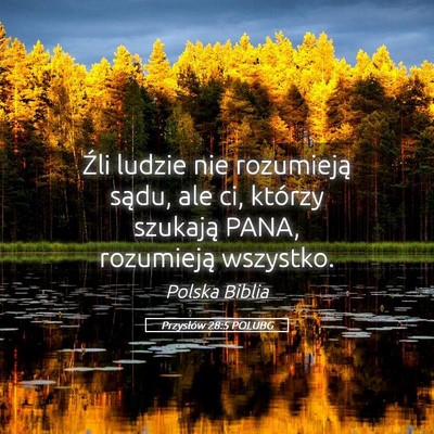 Picture 05 - Przysłów 28:5 POLUBG - Źli ludzie nie rozumieją sądu, ale ci, którzy - Bible Verse Picture