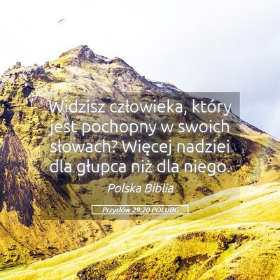 Picture 05 - Przysłów 29:20 POLUBG - Widzisz człowieka, który jest pochopny w swoich - Bible Verse Picture