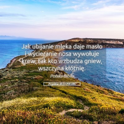 Picture 05 - Przysłów 30:33 POLUBG - Jak ubijanie mleka daje masło i wycieranie nosa - Bible Verse Picture