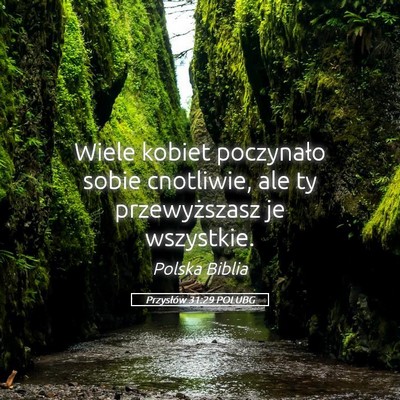 Picture 05 - Przysłów 31:29 POLUBG - Wiele kobiet poczynało sobie cnotliwie, ale ty - Bible Verse Picture