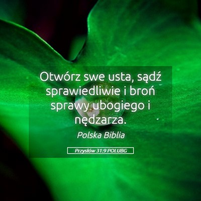 Picture 05 - Przysłów 31:9 POLUBG - Otwórz swe usta, sądź sprawiedliwie i broń - Bible Verse Picture