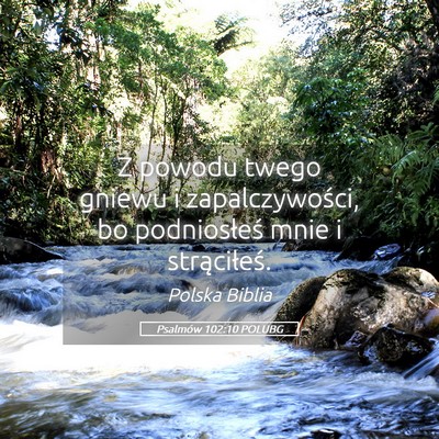 Picture 05 - Psalmów 102:10 POLUBG - Z powodu twego gniewu i zapalczywości, bo - Bible Verse Picture