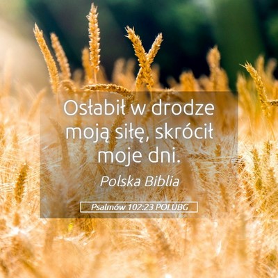 Picture 05 - Psalmów 102:23 POLUBG - Osłabił w drodze moją siłę, skrócił moje - Bible Verse Picture