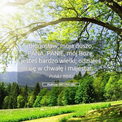 Picture 05 - Psalmów 104:1 POLUBG - Błogosław, moja duszo, PANA. PANIE, mój Boże, - Bible Verse Picture
