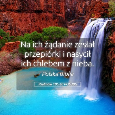 Picture 05 - Psalmów 105:40 POLUBG - Na ich żądanie zesłał przepiórki i nasycił - Bible Verse Picture