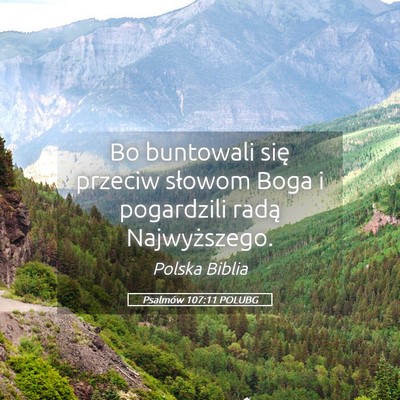 Picture 05 - Psalmów 107:11 POLUBG - Bo buntowali się przeciw słowom Boga i - Bible Verse Picture
