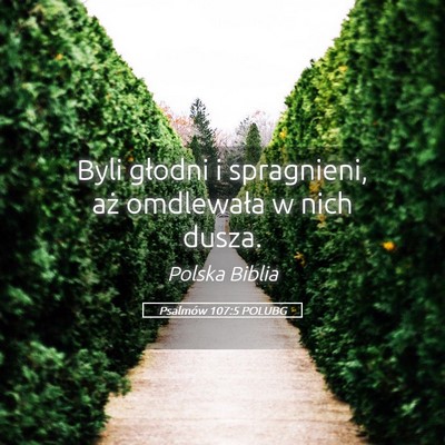 Picture 05 - Psalmów 107:5 POLUBG - Byli głodni i spragnieni, aż omdlewała w nich - Bible Verse Picture