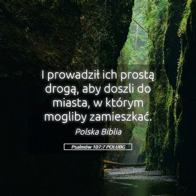 Picture 05 - Psalmów 107:7 POLUBG - I prowadził ich prostą drogą, aby doszli do - Bible Verse Picture