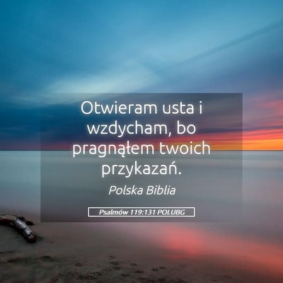 Picture 05 - Psalmów 119:131 POLUBG - Otwieram usta i wzdycham, bo pragnąłem twoich - Bible Verse Picture