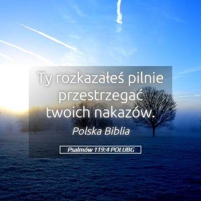 Picture 05 - Psalmów 119:4 POLUBG - Ty rozkazałeś pilnie przestrzegać twoich - Bible Verse Picture