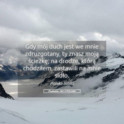 Picture 05 - Psalmów 142:3 POLUBG - Gdy mój duch jest we mnie zdruzgotany, ty znasz - Bible Verse Picture