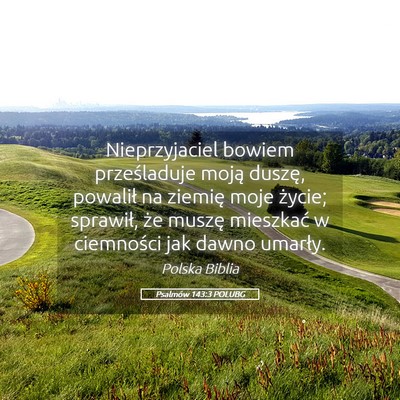 Picture 05 - Psalmów 143:3 POLUBG - Nieprzyjaciel bowiem prześladuje moją duszę, - Bible Verse Picture