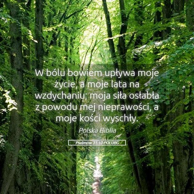Picture 05 - Psalmów 31:10 POLUBG - W bólu bowiem upływa moje życie, a moje lata - Bible Verse Picture