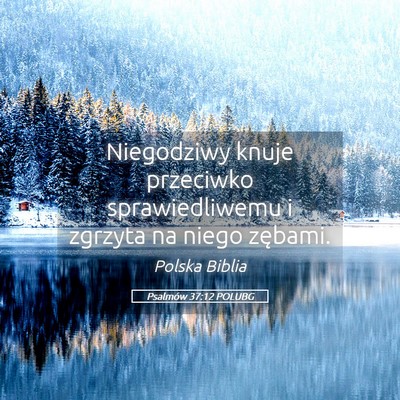 Picture 05 - Psalmów 37:12 POLUBG - Niegodziwy knuje przeciwko sprawiedliwemu i - Bible Verse Picture
