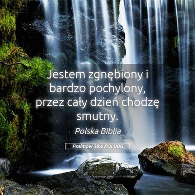 Picture 05 - Psalmów 38:6 POLUBG - Jestem zgnębiony i bardzo pochylony, przez cały - Bible Verse Picture
