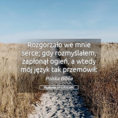 Picture 05 - Psalmów 39:3 POLUBG - Rozgorzało we mnie serce; gdy rozmyślałem, - Bible Verse Picture
