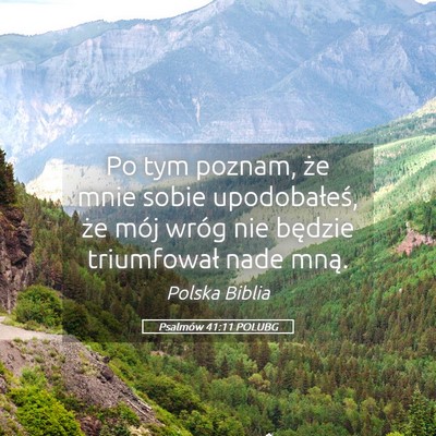 Picture 05 - Psalmów 41:11 POLUBG - Po tym poznam, że mnie sobie upodobałeś, że - Bible Verse Picture