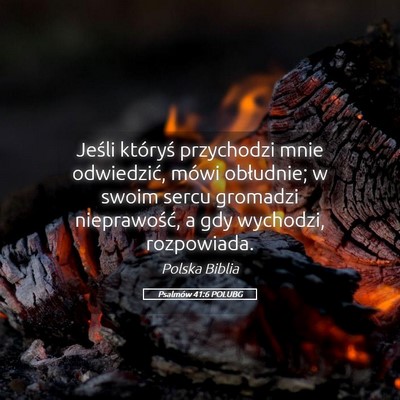 Picture 05 - Psalmów 41:6 POLUBG - Jeśli któryś przychodzi mnie odwiedzić, mówi - Bible Verse Picture