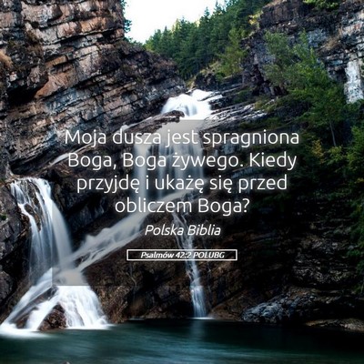 Picture 05 - Psalmów 42:2 POLUBG - Moja dusza jest spragniona Boga, Boga żywego. - Bible Verse Picture