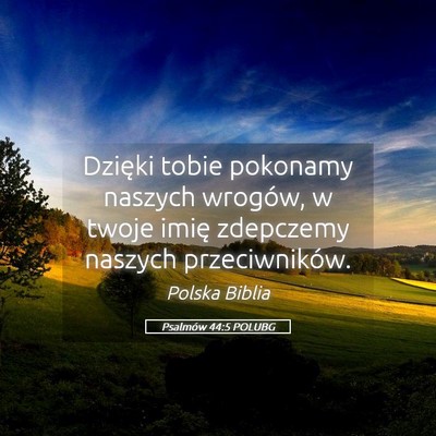 Picture 05 - Psalmów 44:5 POLUBG - Dzięki tobie pokonamy naszych wrogów, w twoje - Bible Verse Picture