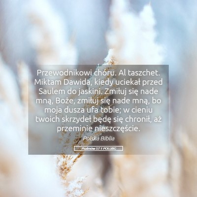 Picture 05 - Psalmów 57:1 POLUBG - Przewodnikowi chóru. Al taszchet. Miktam Dawida, - Bible Verse Picture