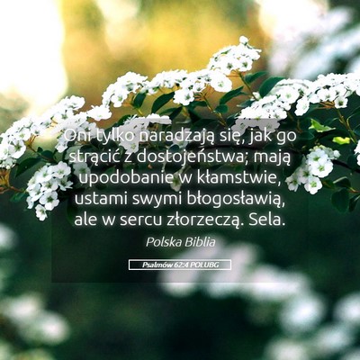 Picture 05 - Psalmów 62:4 POLUBG - Oni tylko naradzają się, jak go strącić z - Bible Verse Picture