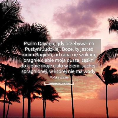 Picture 05 - Psalmów 63:1 POLUBG - Psalm Dawida, gdy przebywał na Pustyni Judzkiej. - Bible Verse Picture