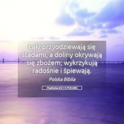 Picture 05 - Psalmów 65:13 POLUBG - Łąki przyodziewają się stadami, a doliny - Bible Verse Picture